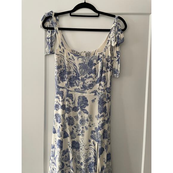 Reformation Twilight Floral Print Midi Dress Blue Toile 6 - Picture 1 of 5